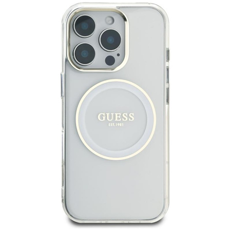 Guess IML Metal Colored Circle Classic Logo MagSafe - Etui do iPhone 16 Pro (biały)