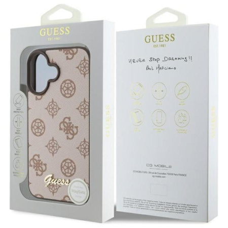 Guess Peony Script MagSafe - Etui iPhone 16 (brązowy)