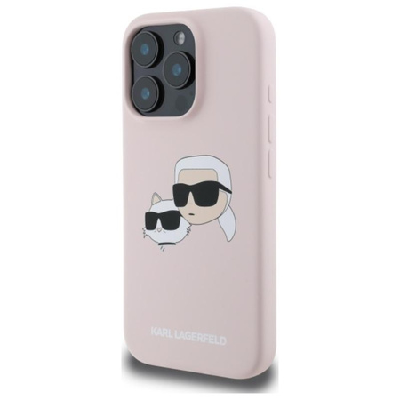 Karl Lagerfeld Silicone Double Heads Print MagSafe - Etui iPhone 16 Pro (różowy)