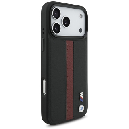 BMW M Perforated Stripe Logo MagSafe - Etui iPhone 17 Pro Max (czerwony)