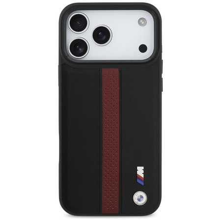 BMW M Perforated Stripe Logo MagSafe - Etui iPhone 17 Pro Max (czerwony)