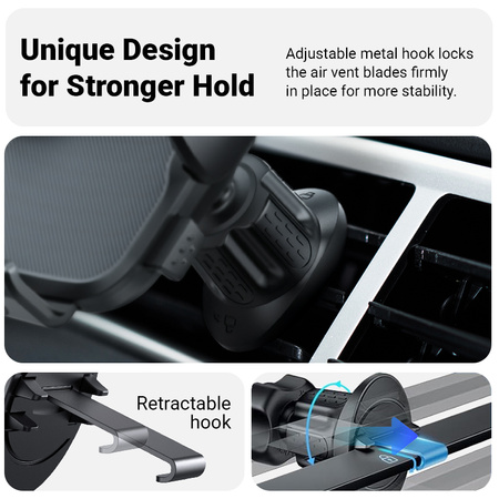 Crong Carclip Air Vent - Uniwersalny uchwyt samochodowy na kratkę nawiewu (czarny)