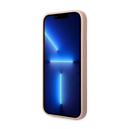 Guess Saffiano Metal Logo Stripes - Etui iPhone 14 (różowy)