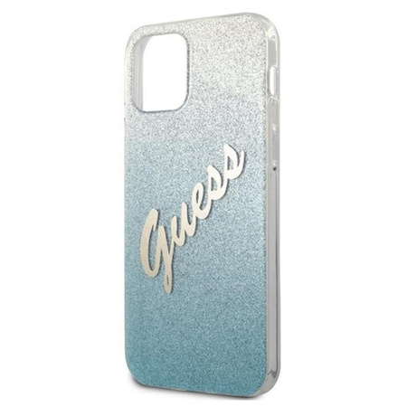 Guess Glitter Gradient Script - Etui iPhone 12 / iPhone 12 Pro (niebieski)