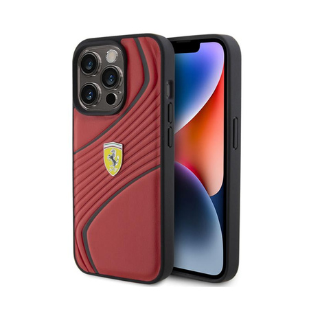 Ferrari Twist Metal Logo - Etui iPhone 15 Pro (czerwony)