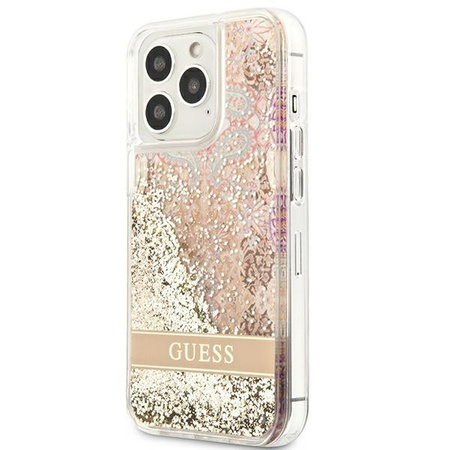 Guess Liquid Glitter Paisley - Etui iPhone 13 Pro Max (złoty)