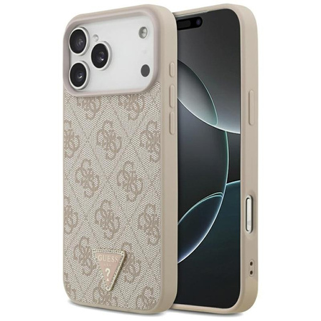 Guess Leather 4G Triangle Strass MagSafe - Etui iPhone 17 Pro Max (różowy)
