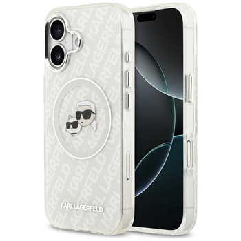 Karl Lagerfeld IML Glitter Karl & Choupette Heads Logo MagSafe - Etui iPhone 17 (szary)