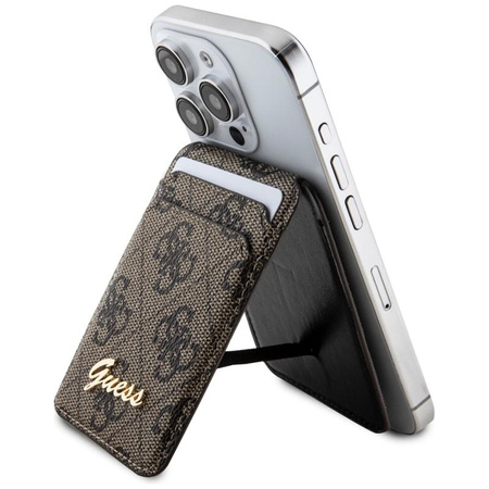 Guess Wallet Cardslot Stand MagSafe 4G Classic Logo - Portfel magnetyczny z funkcją standu (brązowy)