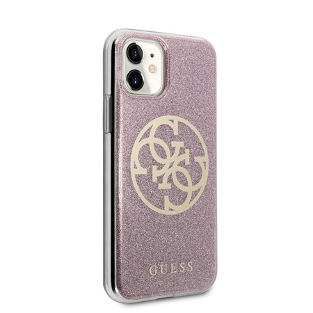 Guess Circle Glitter 4G - Etui iPhone 11 (różowy)