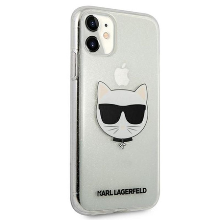Karl Lagerfeld Choupette Head Glitter - Etui iPhone 11 (srebrny)
