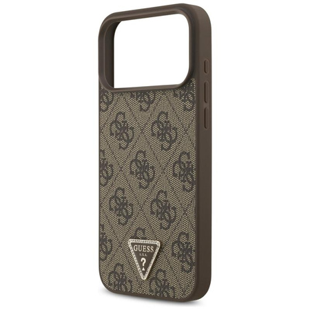 Guess Leather 4G Triangle Strass MagSafe - Etui iPhone 17 Pro Max (brązowy)