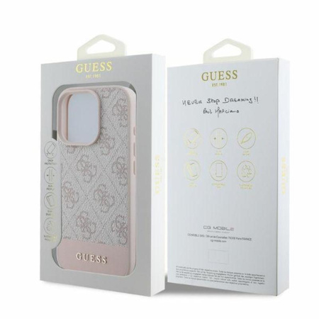 Guess 4G Bottom Stripe - Etui iPhone 16 Pro (różowy)