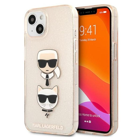 Karl Lagerfeld Glitter Karl & Choupette Head - Etui iPhone 13 (złoty)