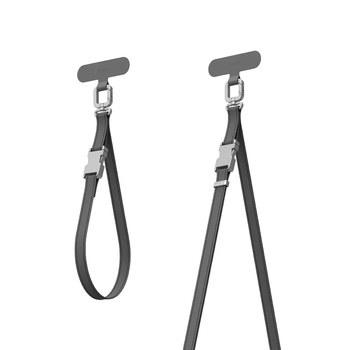 Moshi 2-in-1 Wrist & Body Strap with Adapter - Smycz ze skóry eco do telefonu (Midnight Gray)