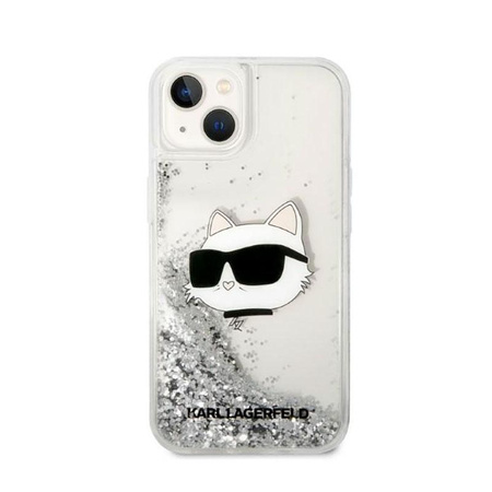 Karl Lagerfeld Liquid Glitter NFT Choupette Head - Etui iPhone 14 (srebrny)