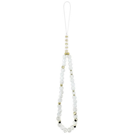 Guess IML Flowers Electro Pearl Strap MagSafe - Etui iPhone 17 Pro (biały)