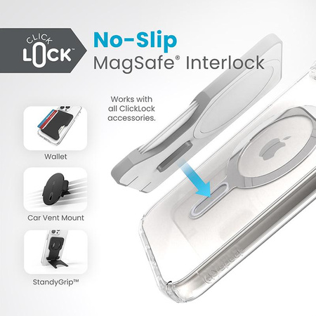 Speck Presidio Perfect-Clear ClickLock & Magsafe - Etui iPhone 15 Plus (Clear / Chrome Finish / Serene Silver)