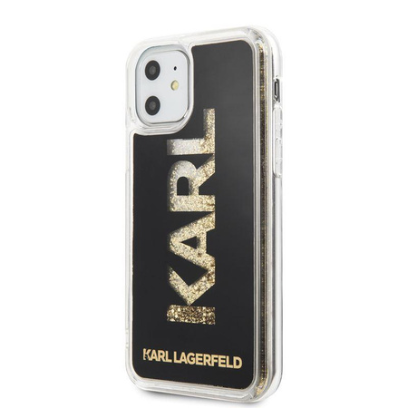 Karl Lagerfeld Logo Karl Liquid Glitter - Etui iPhone 11 (Black/Gold Glitter)