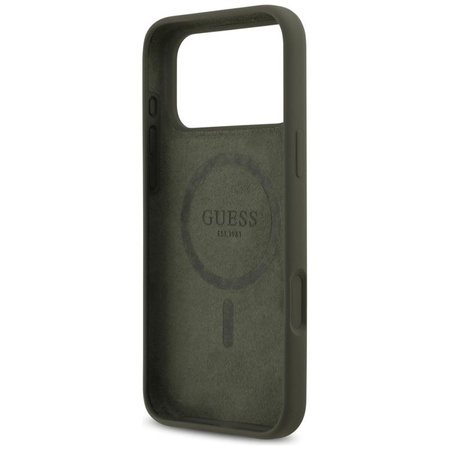 Guess Silicone Triangle Logo MagSafe - Etui iPhone 17 Pro Max (khaki)