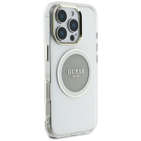 Guess IML Metal Colored Circle Classic Logo MagSafe - Etui do iPhone 16 Pro Max (szary)