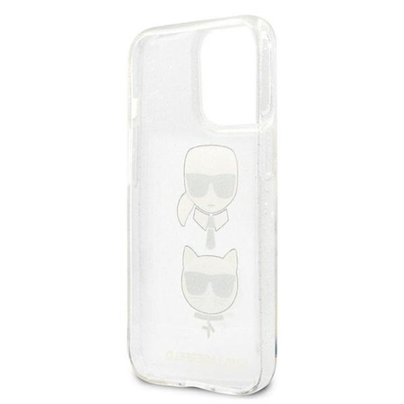 Karl Lagerfeld Glitter Karl & Choupette Head - Etui iPhone 13 Pro Max (srebrny)