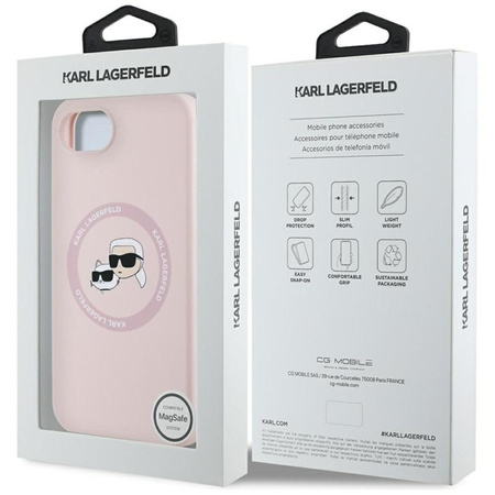 Karl Lagerfeld Silicone Karl & Choupette Heads MagSafe - Etui do iPhone 16e (różowy)