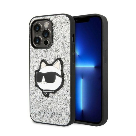 Karl Lagerfeld NFT Glitter Choupette Patch - Etui iPhone 14 Pro (srebrny)