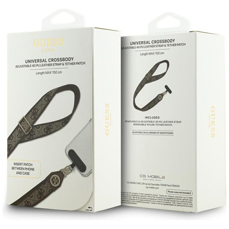 Guess Universal Crossbody Strap 4G Tether Patch Strass Metal Logo - Uniwersalny pasek / smycz do telefonu (brązowy)