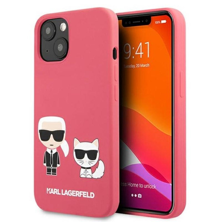Karl Lagerfeld Silicone Karl & Choupette - Etui iPhone 13 (fuksja)
