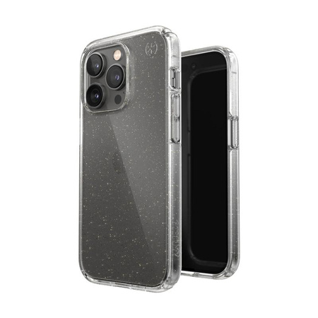 Speck Presidio Perfect-Clear with Glitter - Etui iPhone 14 Pro z powłoką MICROBAN (Clear / Gold Glitter)