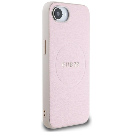 Guess Grained Ring MagSafe - Etui do iPhone 16e (różowy)