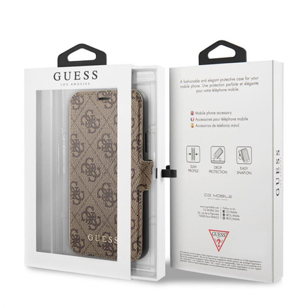 Guess Booktype 4G Charms Collection - Etui iPhone 11 z kieszeniami na karty (brązowy)