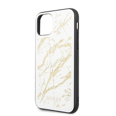 Guess Marble Glass Gold Glitter - Etui iPhone 11 Pro (biały)
