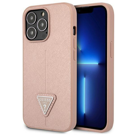 Guess Saffiano Triangle Logo Case – Etui iPhone 13 Pro (różowy)