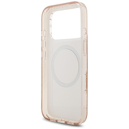 Guess IML Flowers Electro Pearl Strap MagSafe - Etui iPhone 17 Pro (różowy)