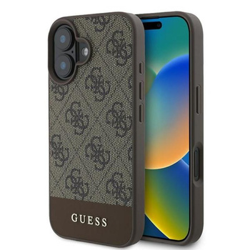 Guess 4G Bottom Stripe - Etui iPhone 16 Plus (brązowy)