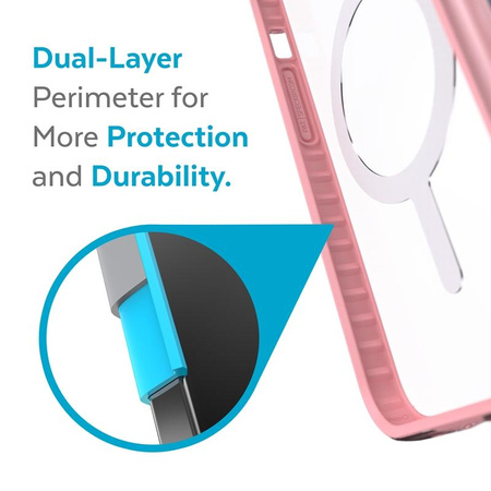 Speck Presidio Perfect-Clear with Impact Geometry + MagSafe - Etui iPhone 13 Pro Max z powłoką MICROBAN (Clear/Rosy Pink)