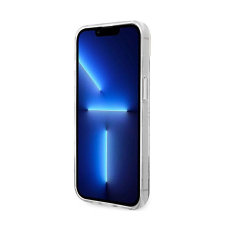 Guess 4G Stripe Script Logo Electroplated Pattern – Etui iPhone 14 Plus (niebieski)