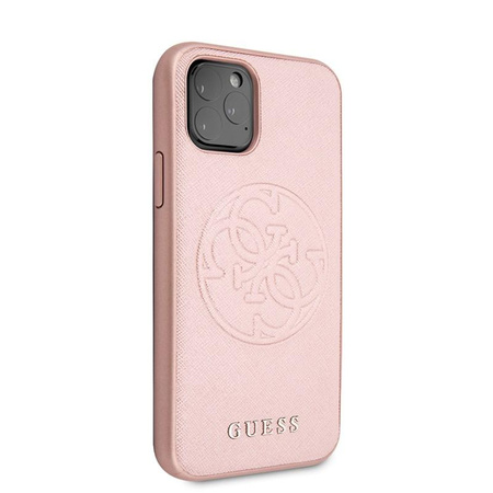 Guess Saffiano 4G Circle Logo - Etui iPhone 11 Pro (różowy)