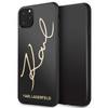 Karl Lagerfeld Double Layers Tempered Glass Glitter Signature Case - Etui iPhone 11 Pro Max (czarny)