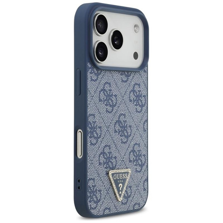 Guess Leather 4G Triangle Strass MagSafe - Etui iPhone 17 Pro (niebieski)