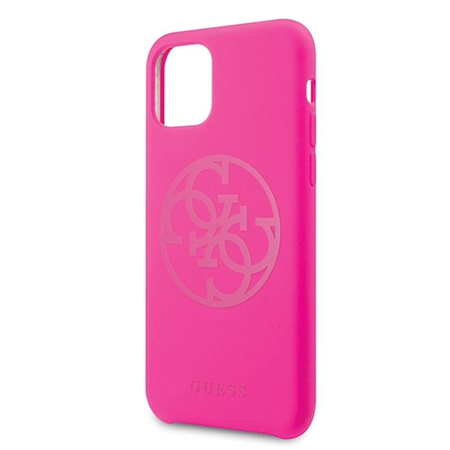 Guess Slilicon 4G Tone on Tone Logo - Etui iPhone 11 Pro Max (Fuchsia)