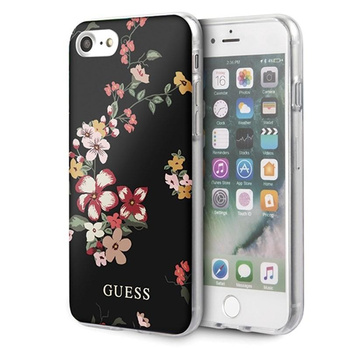 Guess Flower Shiny Collection N4 - Etui iPhone SE 2020 / 8 / 7 (Black)