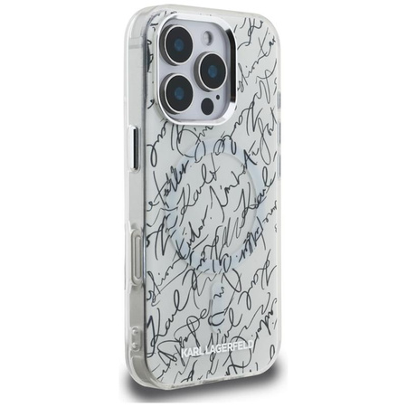 Karl Lagerfeld IML Karl Script Pattern MagSafe - Etui iPhone 16 Pro (biały)