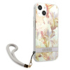 Guess Flower Cord - Etui ze smyczką iPhone 13 (Purple)