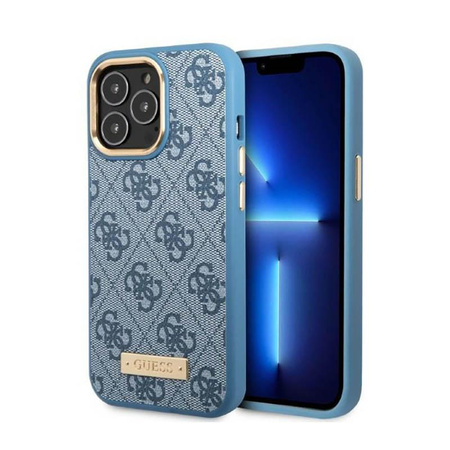Guess 4G Logo Plate MagSafe - Etui iPhone 13 Pro (niebieski)