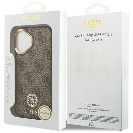 Guess 4G Strass Logo MagSafe - Etui iPhone 17 (brązowy)