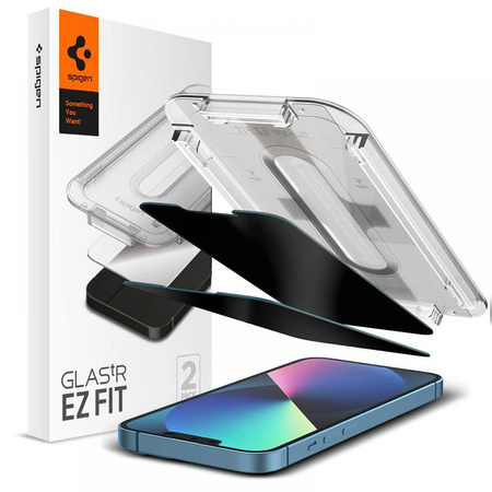 Spigen GLAS.TR EZ FIT Privacy - Szkło hartowane z filtrem prywatyzującym do iPhone 14 / iPhone 13 Pro / iPhone 13 2 szt