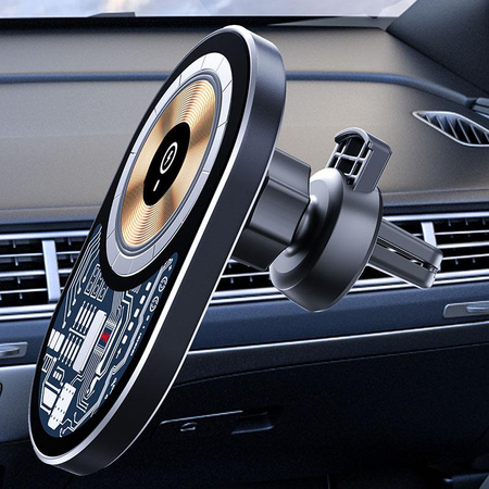 WEKOME WP-U202 Vanguard Series - Magnetyczny uchwyt samochodowy z ładowaniem bezprzewodowym 15W MagSafe (Czarny)